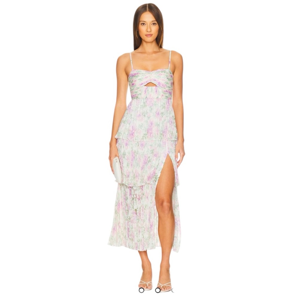 ASTR The Label- Emmi Dress in Purple Floral Mesh